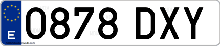 Ejemplo de matrícula de coche ordinaria 0878 DXY
