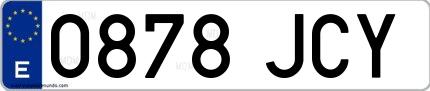 Ejemplo de matrícula española 0878 JCY