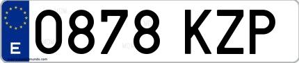 Ejemplo de matrícula española 0878 KZP