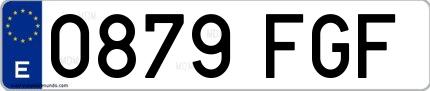 Ejemplo de matrícula española 0879 FGF