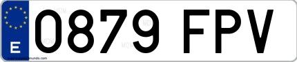 Ejemplo de matrícula española 0879 FPV