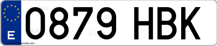 Ejemplo de matrícula de coche ordinaria 0879 HBK