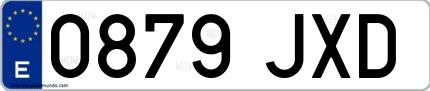 Ejemplo de matrícula española 0879 JXD