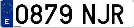 Ejemplo de matrícula española 0879 NJR