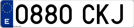 Ejemplo de matrícula de coche ordinaria 0880 CKJ