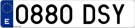 Ejemplo de matrícula de coche ordinaria 0880 DSY