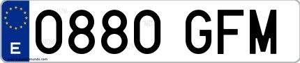 Ejemplo de matrícula española 0880 GFM
