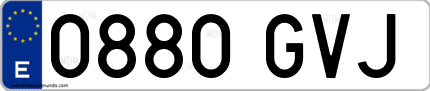 Ejemplo de matrícula de coche ordinaria 0880 GVJ