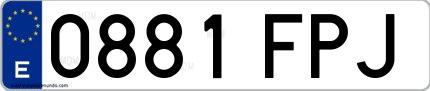 Ejemplo de matrícula española 0881 FPJ
