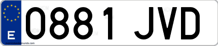 Ejemplo de matrícula de coche ordinaria 0881 JVD