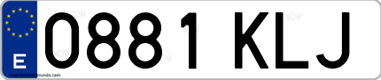 Ejemplo de matrícula de coche ordinaria 0881 KLJ