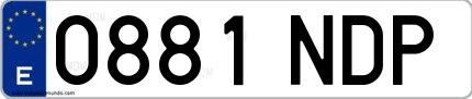 Ejemplo de matrícula española 0881 NDP