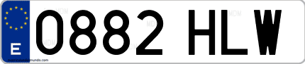 Ejemplo de matrícula de coche ordinaria 0882 HLW