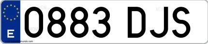 Ejemplo de matrícula española 0883 DJS