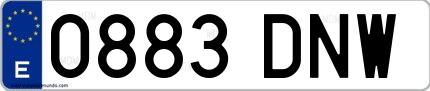 Ejemplo de matrícula española 0883 DNW