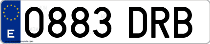 Ejemplo de matrícula de coche ordinaria 0883 DRB