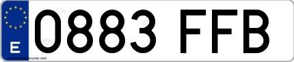 Ejemplo de matrícula española 0883 FFB