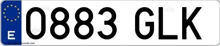 Ejemplo de matrícula española 0883 GLK