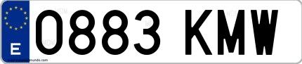 Ejemplo de matrícula española 0883 KMW