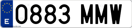 Ejemplo de matrícula de coche ordinaria 0883 MMW