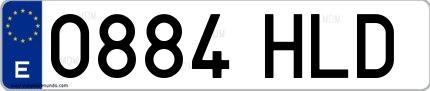 Ejemplo de matrícula española 0884 HLD