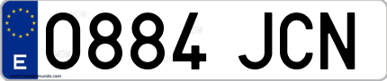 Ejemplo de matrícula de coche ordinaria 0884 JCN