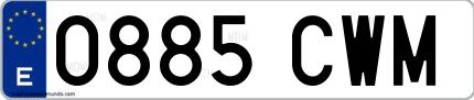 Ejemplo de matrícula española 0885 CWM