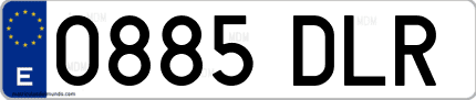 Ejemplo de matrícula de coche ordinaria 0885 DLR