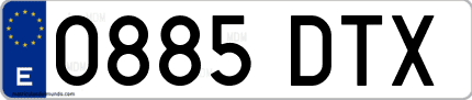 Ejemplo de matrícula de coche ordinaria 0885 DTX