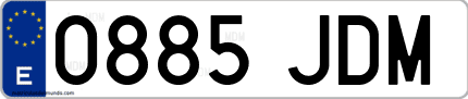 Ejemplo de matrícula de coche ordinaria 0885 JDM