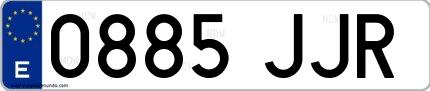 Ejemplo de matrícula española 0885 JJR
