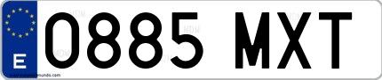 Ejemplo de matrícula española 0885 MXT