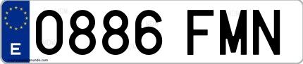 Ejemplo de matrícula española 0886 FMN
