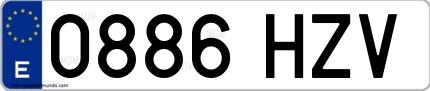 Ejemplo de matrícula española 0886 HZV