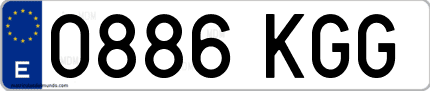 Ejemplo de matrícula de coche ordinaria 0886 KGG