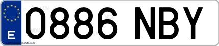 Ejemplo de matrícula española 0886 NBY