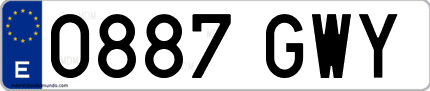 Ejemplo de matrícula de coche ordinaria 0887 GWY