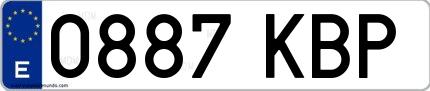 Ejemplo de matrícula española 0887 KBP