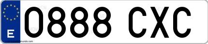 Ejemplo de matrícula española 0888 CXC