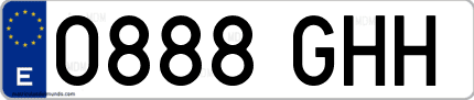 Ejemplo de matrícula de coche ordinaria 0888 GHH