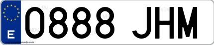 Ejemplo de matrícula española 0888 JHM