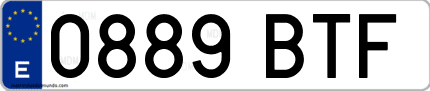 Ejemplo de matrícula de coche ordinaria 0889 BTF