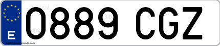 Ejemplo de matrícula de coche ordinaria 0889 CGZ