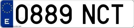 Ejemplo de matrícula española 0889 NCT