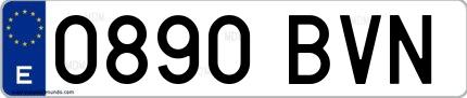 Ejemplo de matrícula española 0890 BVN
