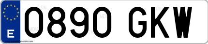 Ejemplo de matrícula española 0890 GKW