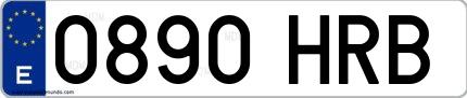 Ejemplo de matrícula española 0890 HRB