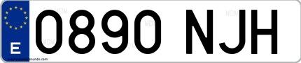 Ejemplo de matrícula española 0890 NJH