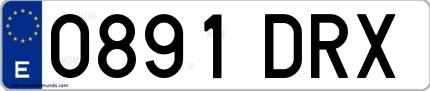 Ejemplo de matrícula española 0891 DRX