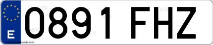 Ejemplo de matrícula española 0891 FHZ